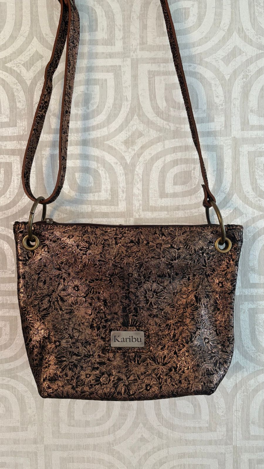 Cartera Josefa Cobre Floreada de cuero Karibu