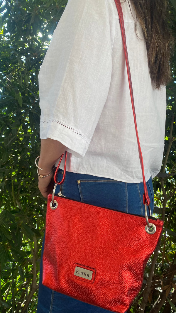Cartera Josefa Roja Metalizada