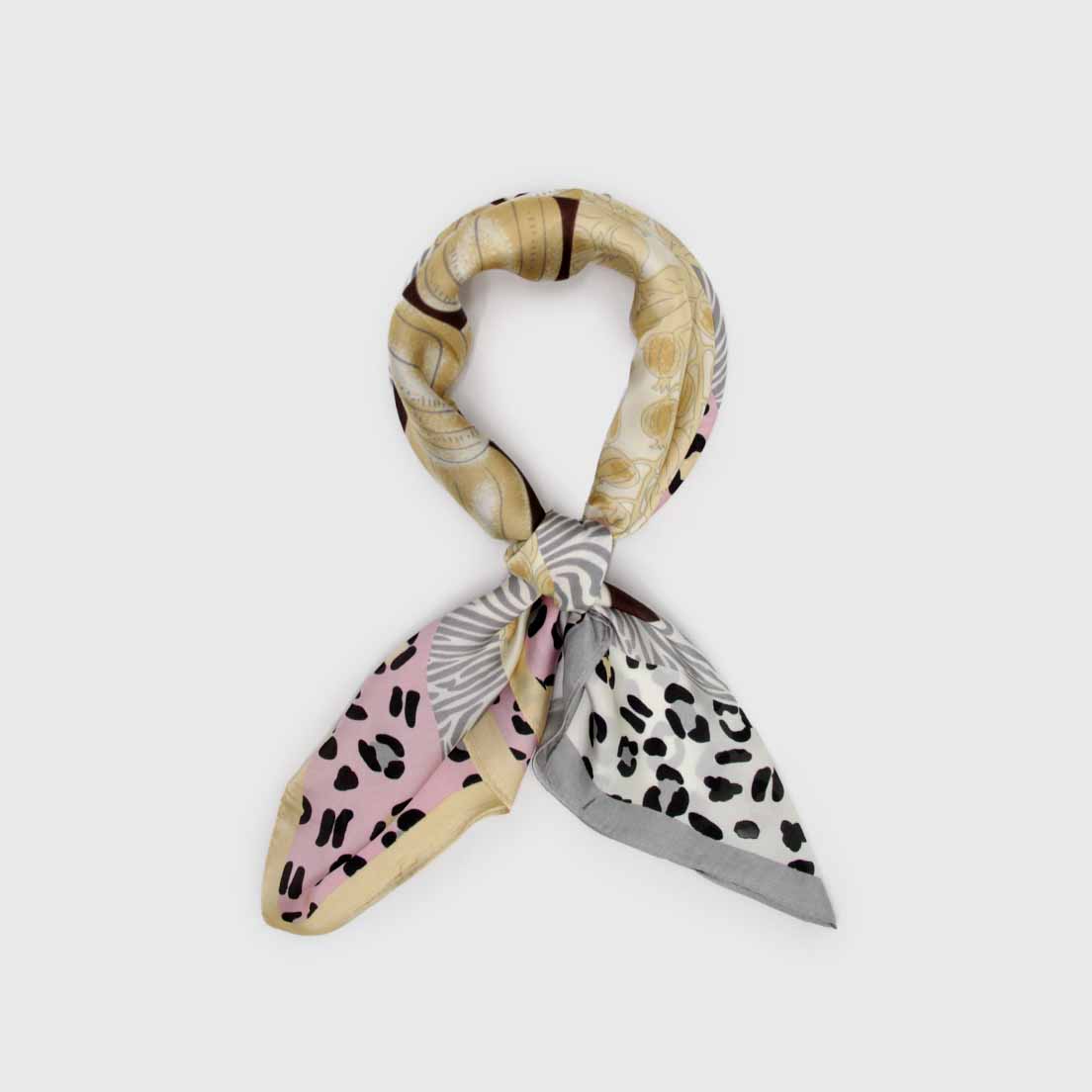 Pañuelo print rosado con gris