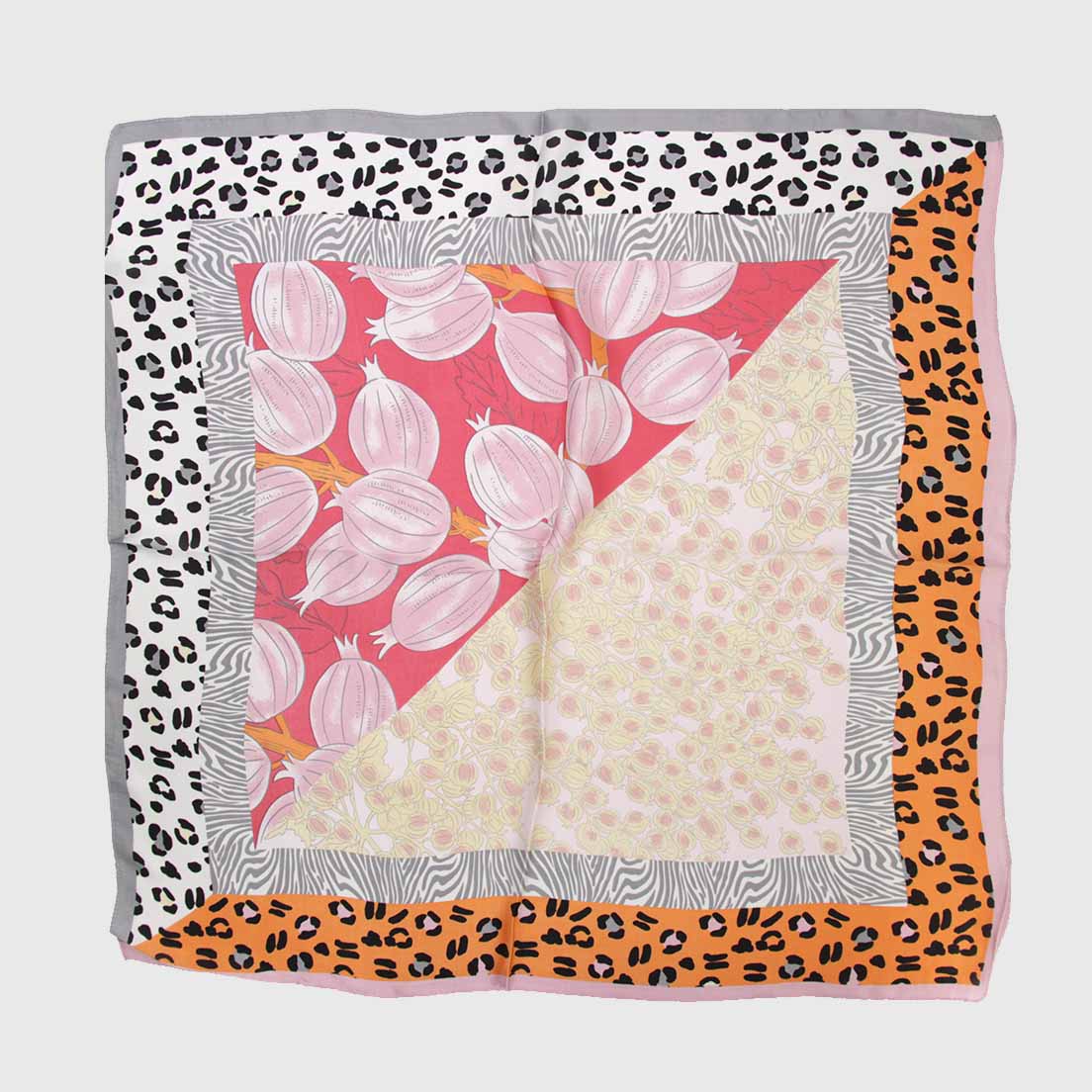 Pañuelo print rosado con naranjo