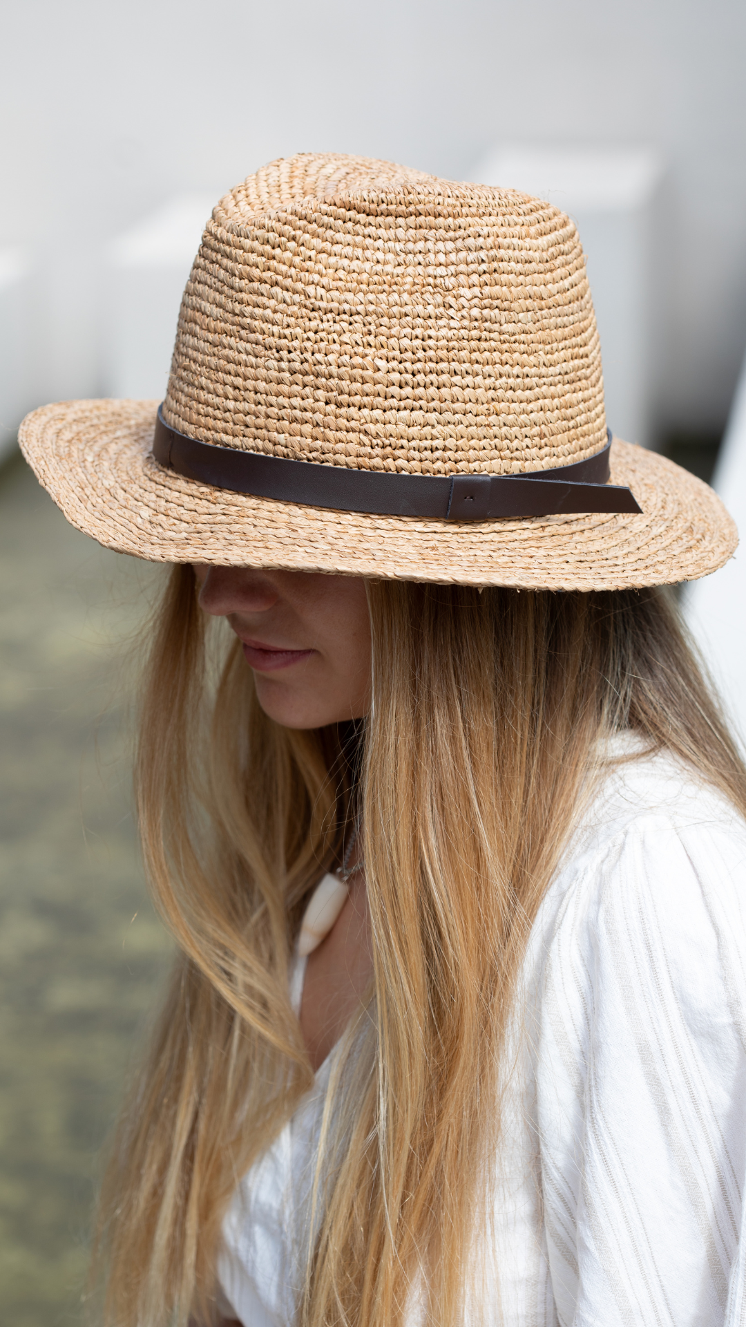 Sombrero raffia café