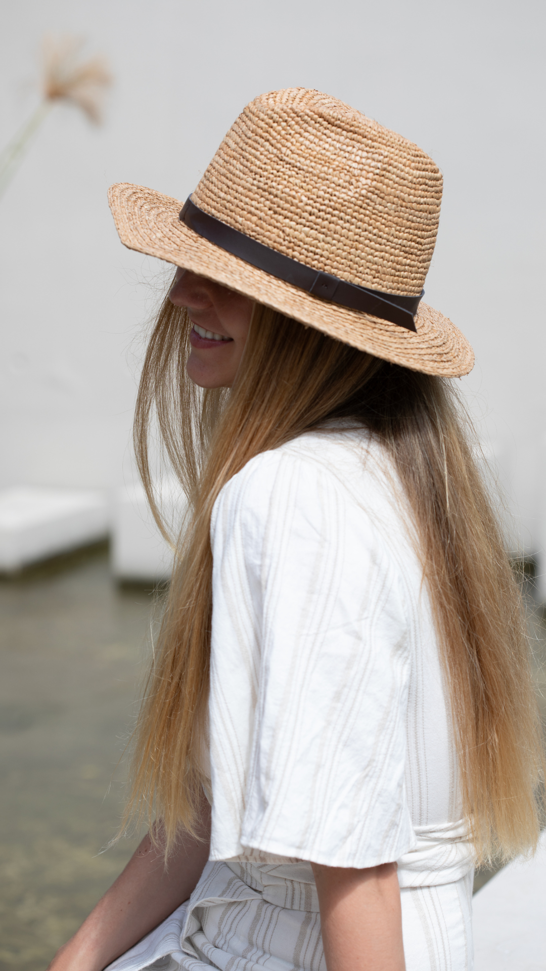 Sombrero raffia café