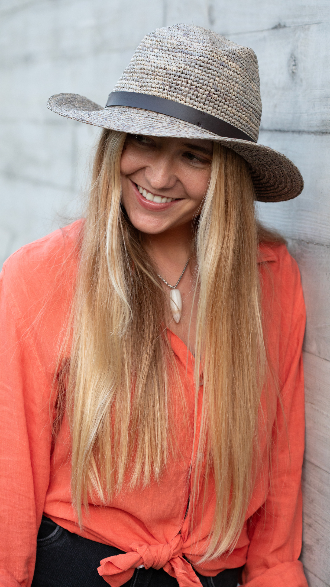 Sombrero raffia gris