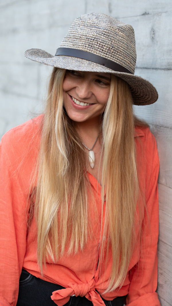 Sombrero raffia gris