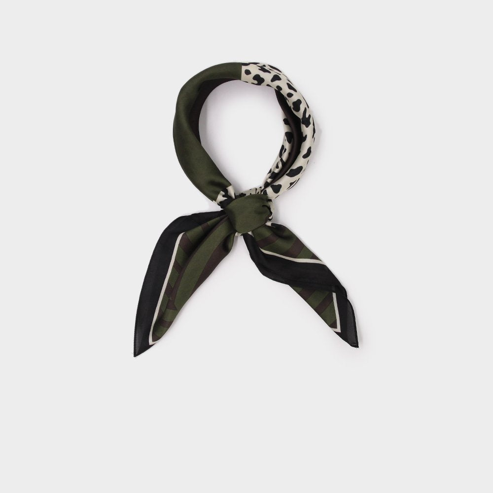 Pañuelo Animal Print y Rayas verde