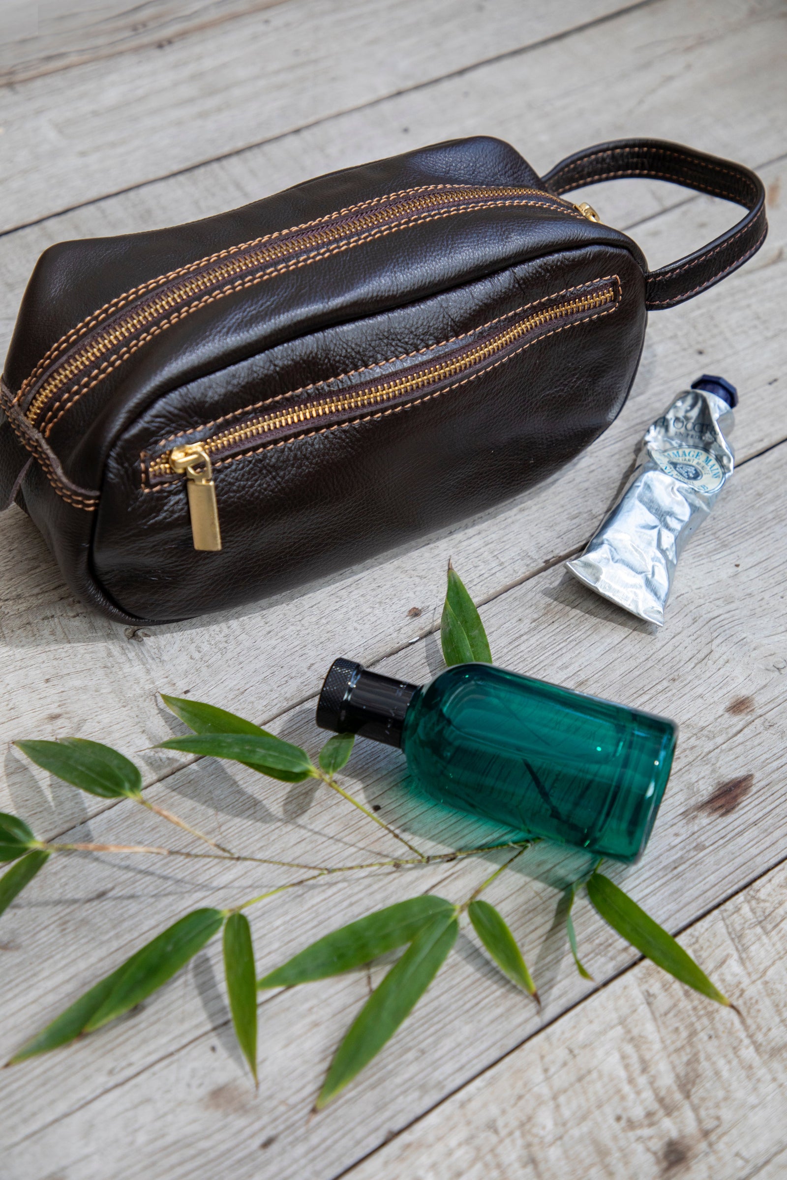 Neceser de Hombre de cuero Cafe Oscuro