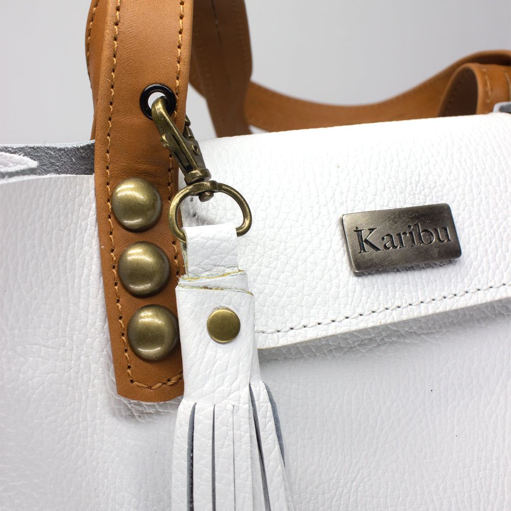Cartera Juanita Blanca con Café - interior