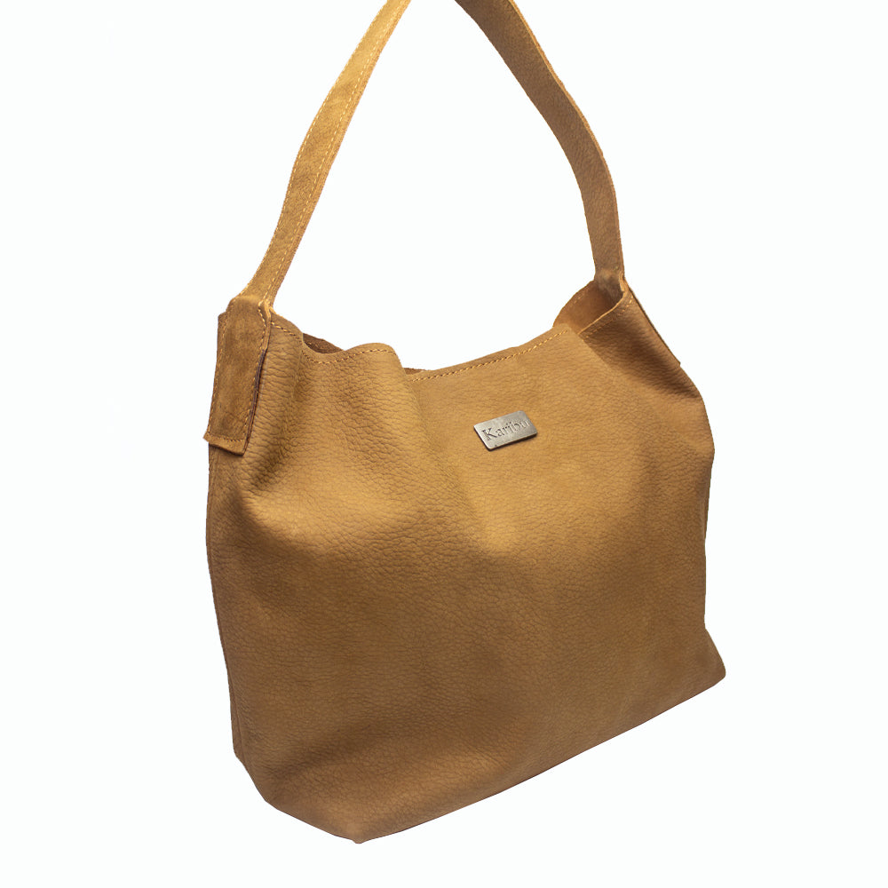 Cartera Dominique Café Gamuza - vista lateral