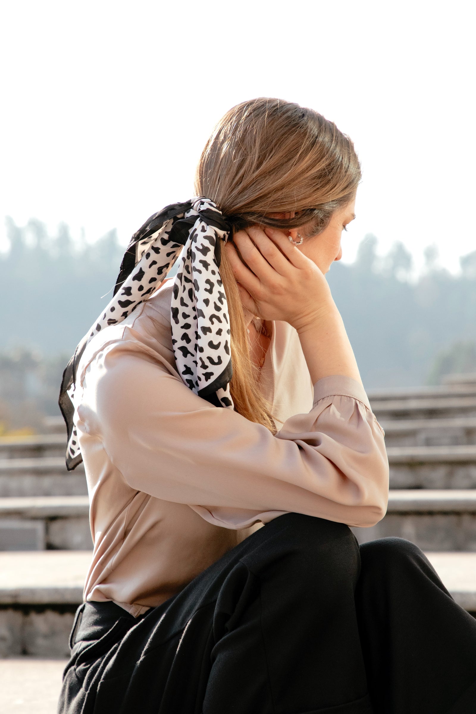 Pañuelo Print Blanco con negro