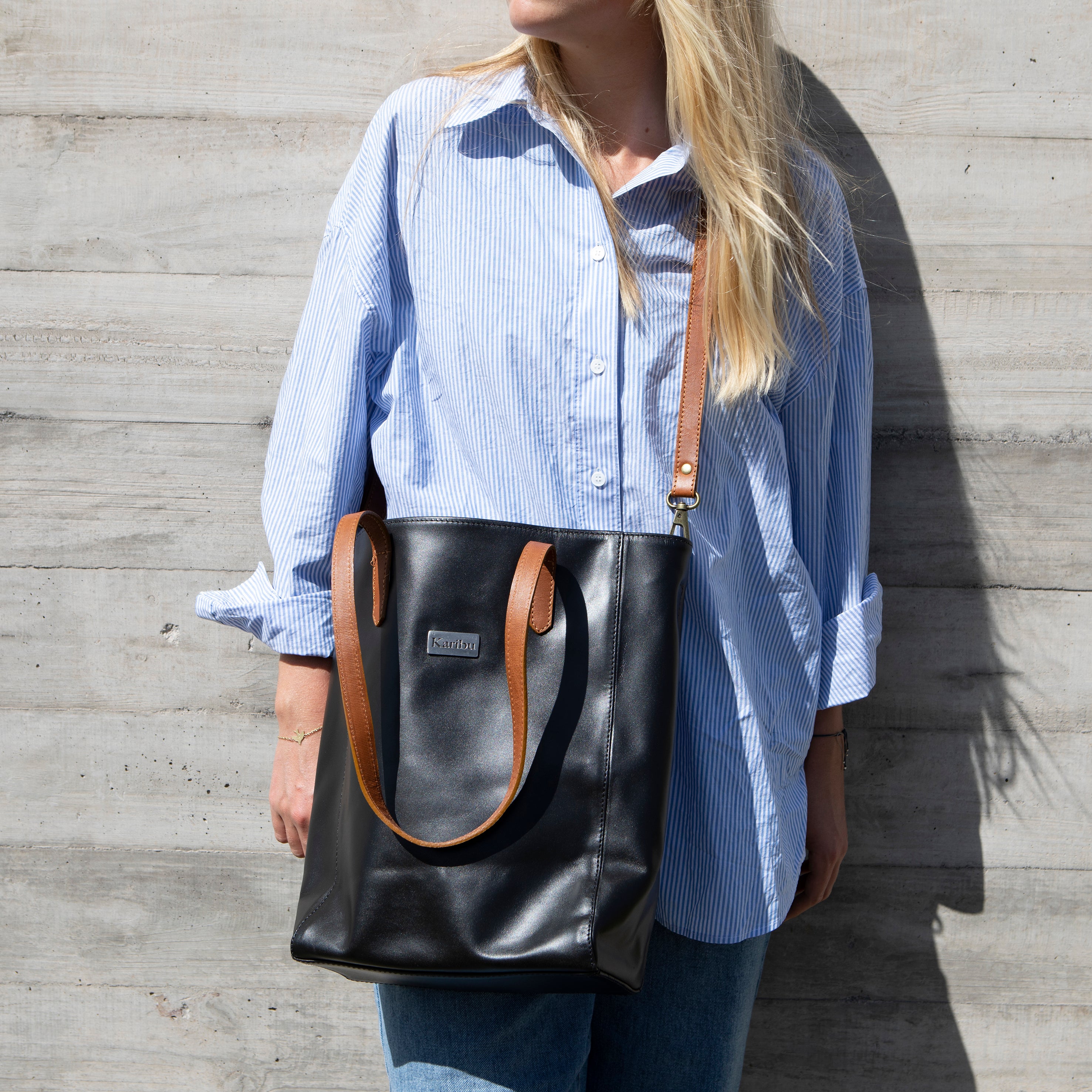 Cartera Jacinta Negra con café - Karibu Tienda