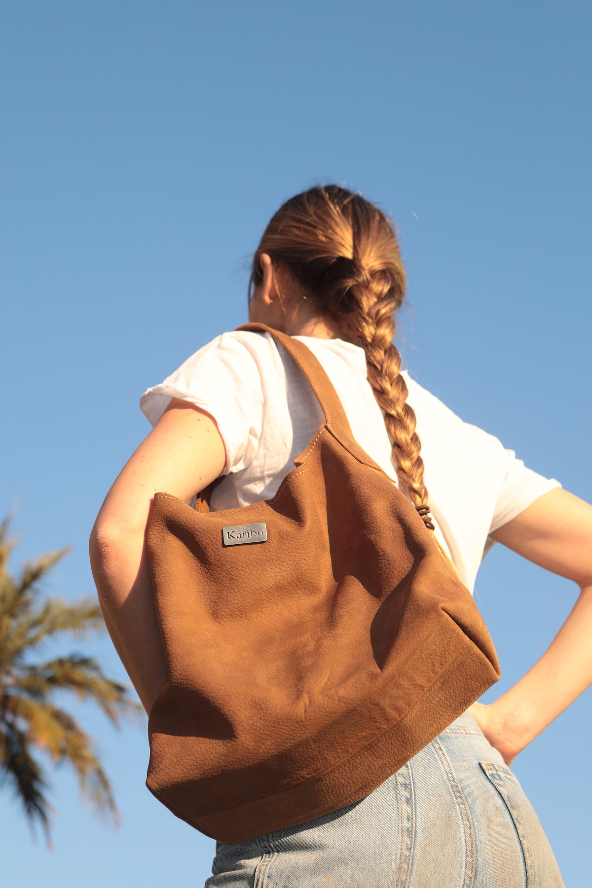 Cartera Dominique Café Gamuza de cuero Karibu