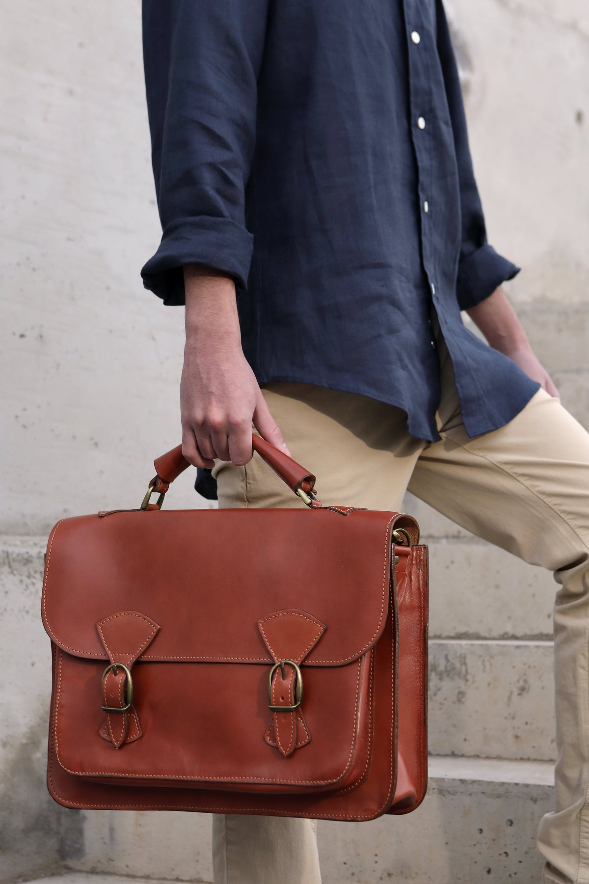 Maletín de Cuero Café Caramelo