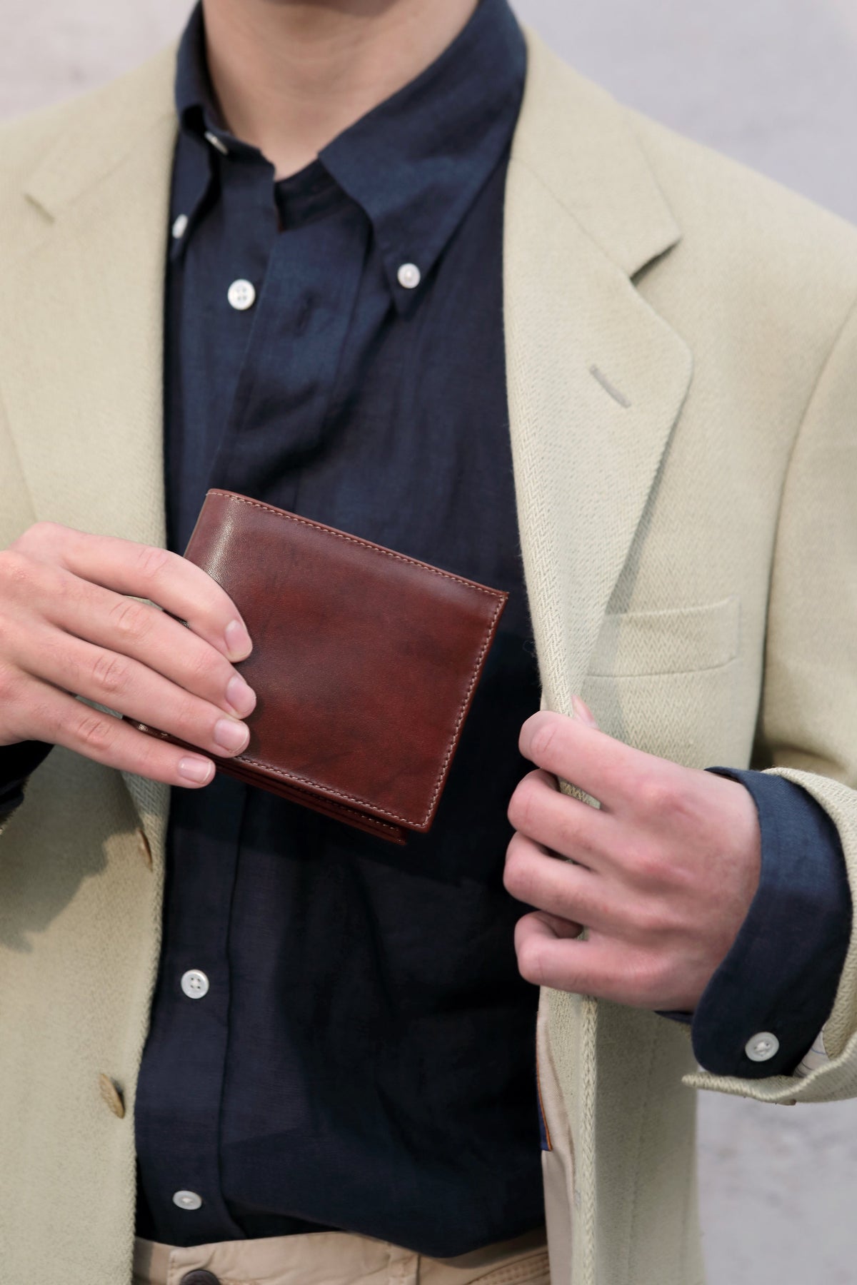 Billetera de cuero de Hombre Tradicional Café