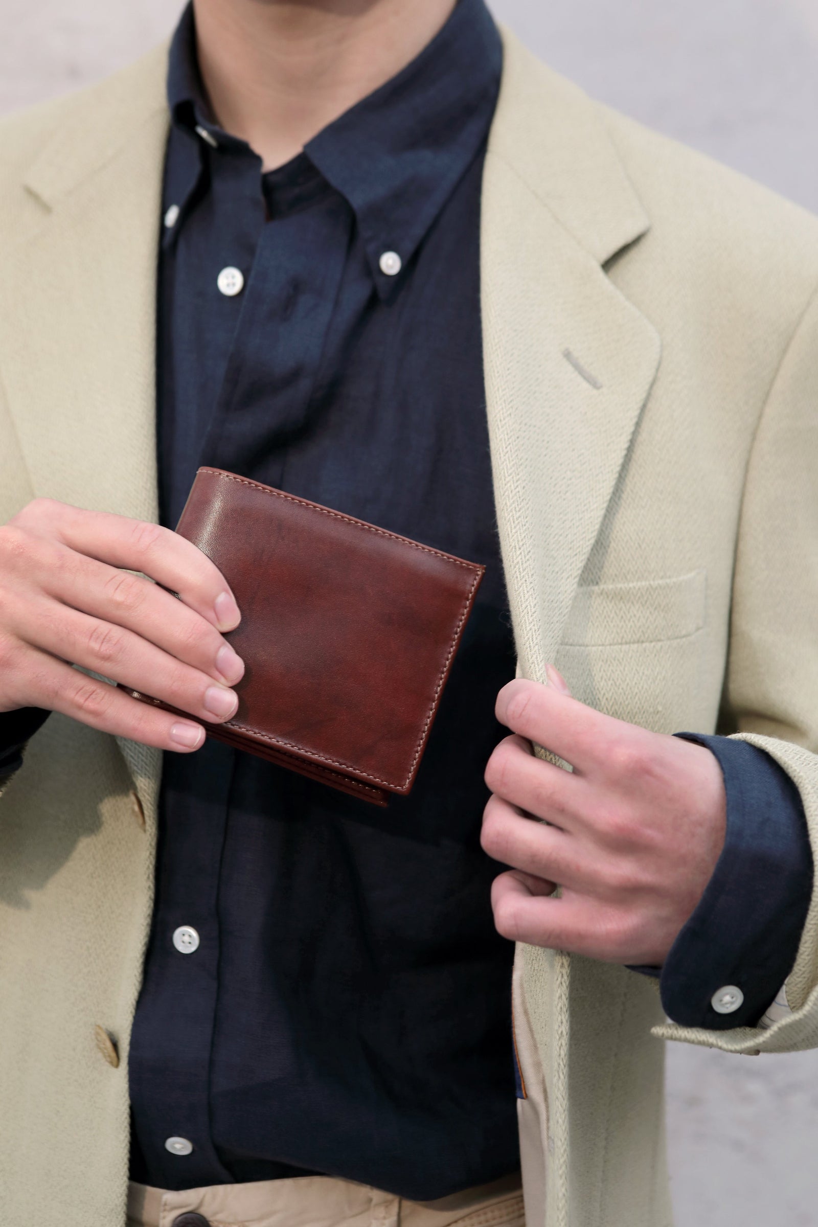 Billetera de cuero de Hombre Tradicional Café