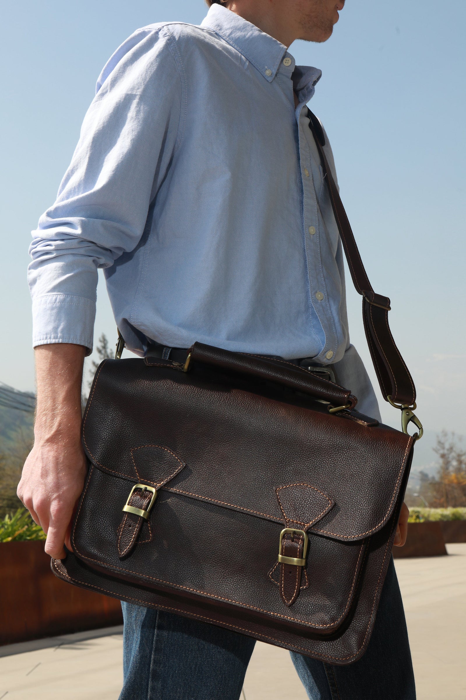 Maletin de Cuero Café Oscuro