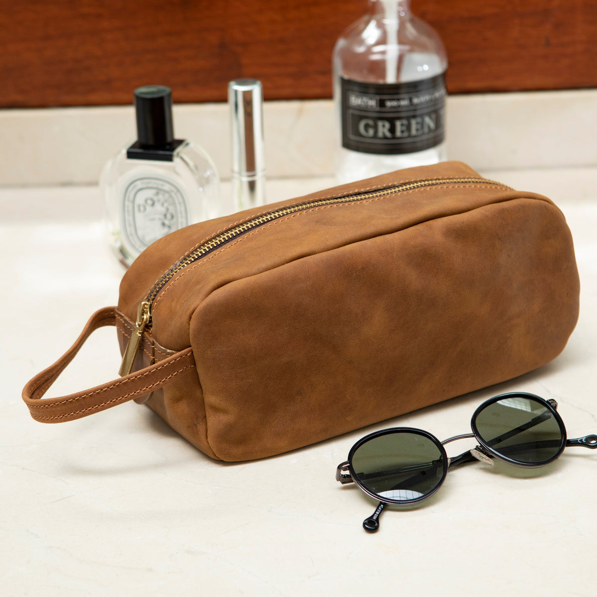 Neceser de cuero Cafe Claro