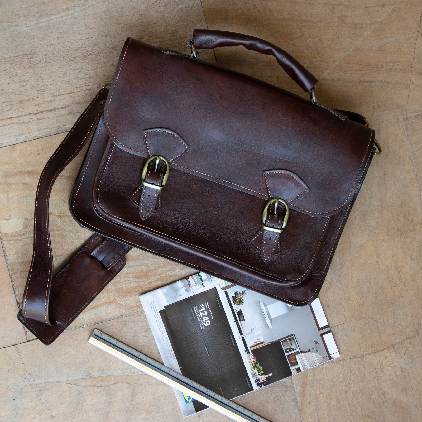 Maletin de Cuero Café Rojizo