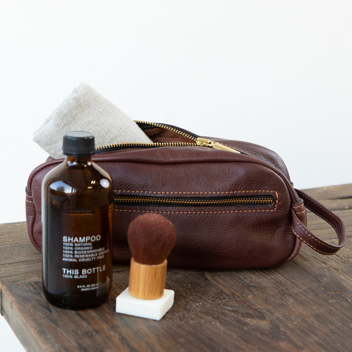 Neceser de cuero Cafe Rojizo