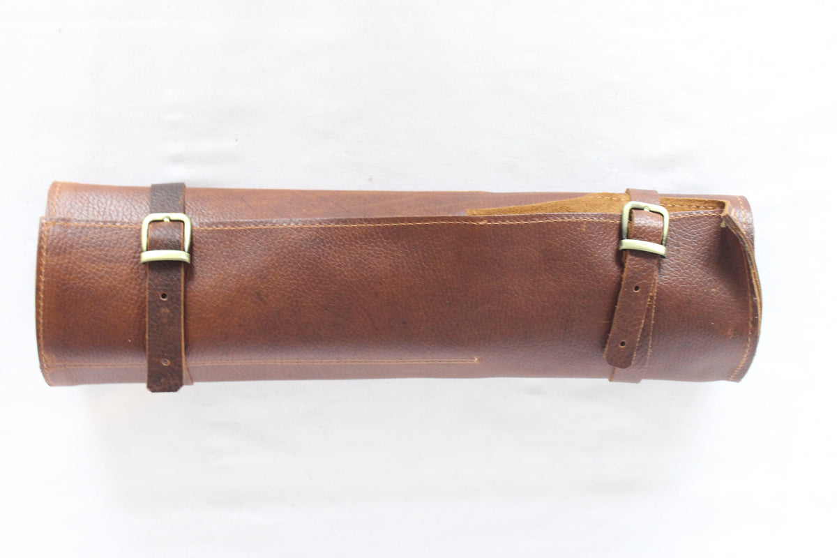 Porta Cuchillo de 8 Compartimientos de Cuero Café