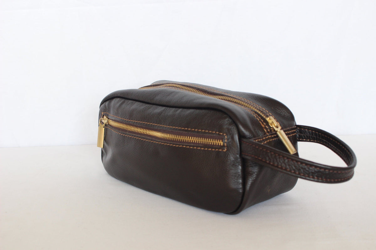 Neceser de Hombre de cuero Cafe Oscuro