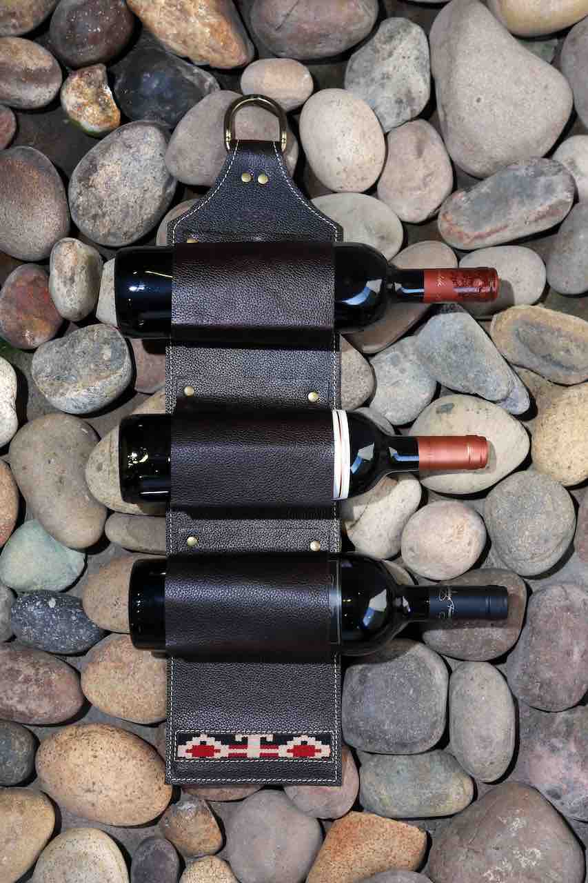 Porta Vinos Pared Cuero Cafe Oscuro