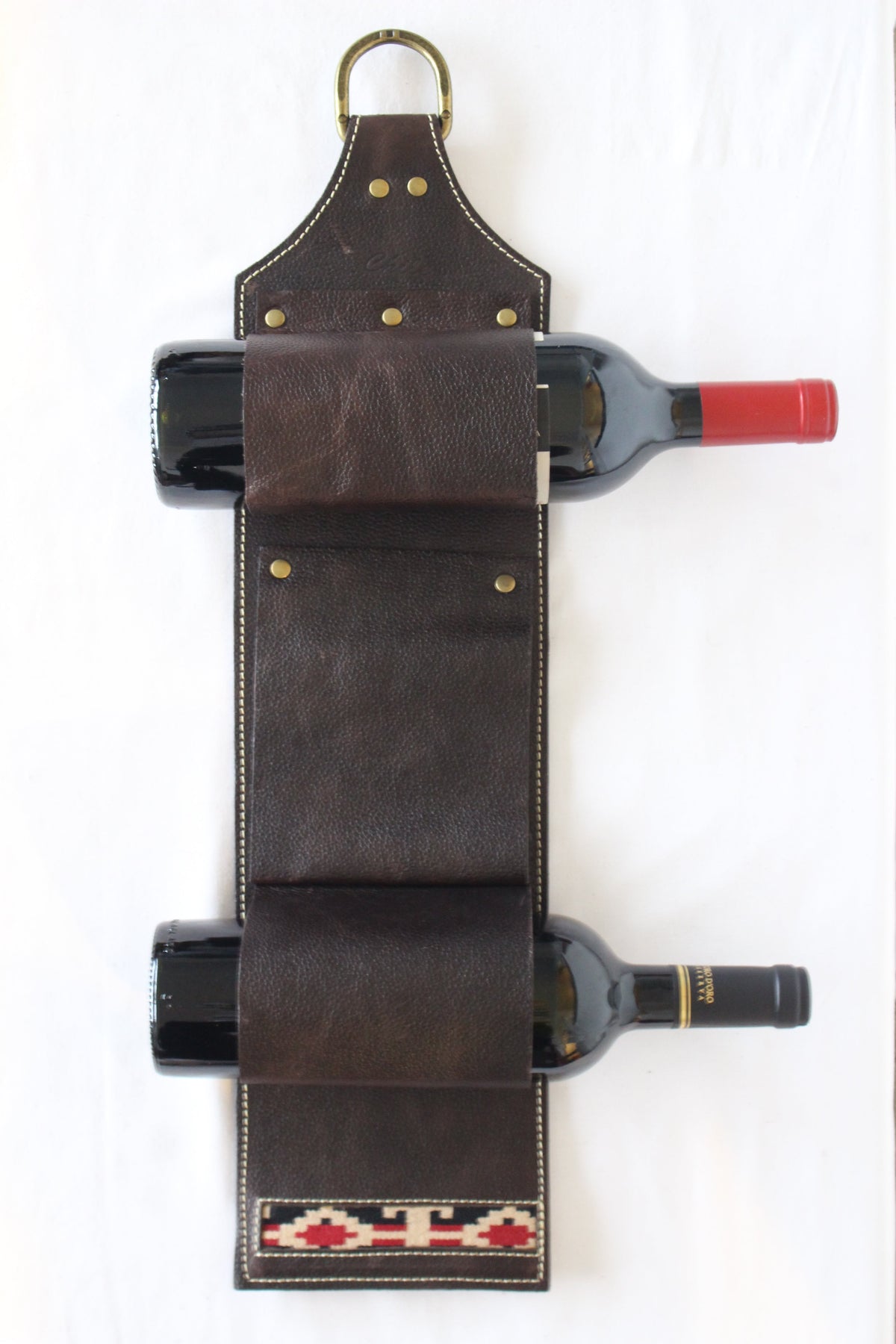 Porta Vinos Pared Cuero Cafe Oscuro