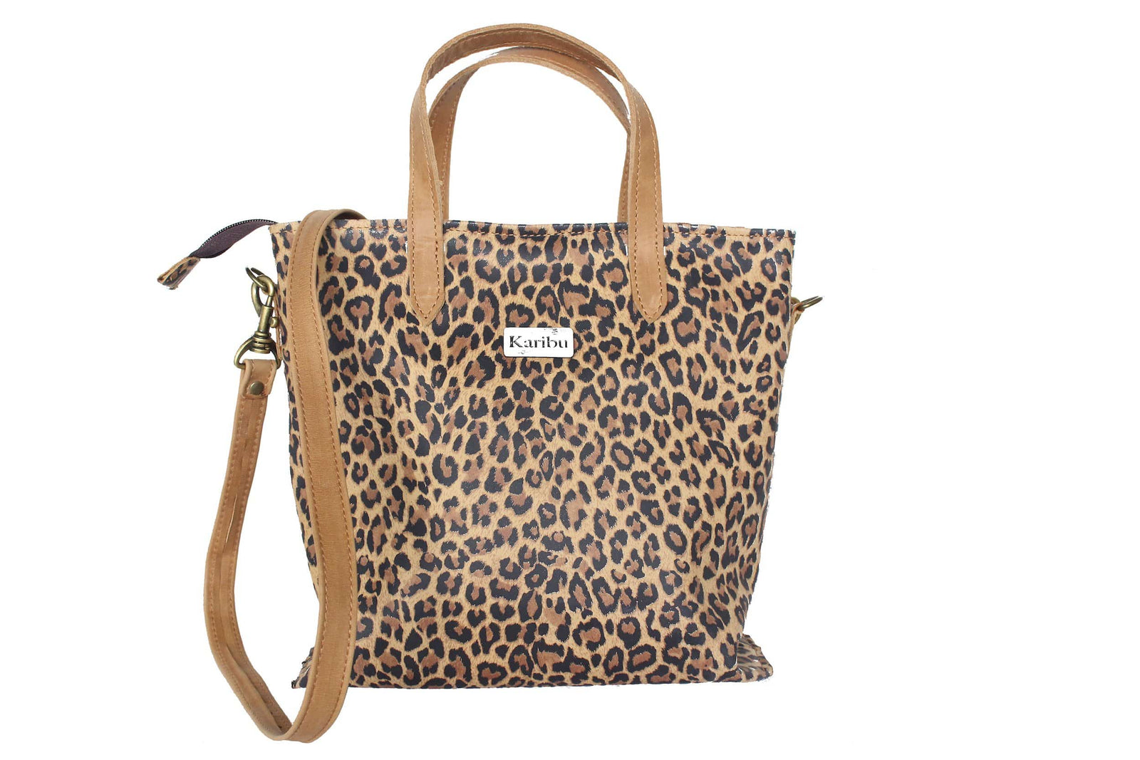 Cartera Kika Animal Print con Tiras Cafe
